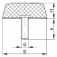 Conical vibration damper with one screw mounting and convex head