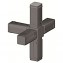 Three-dimensional angular connector with five tenons for square tubes without steel core